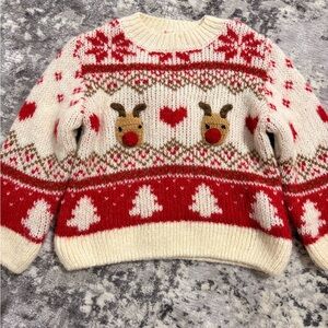 ZARA Festive Reindeer Knit Sweater